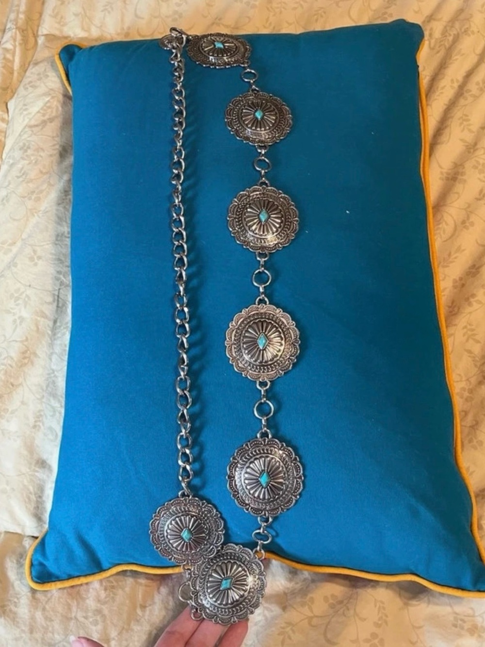 Vintage Turquoise Concho Belt Womens Adjustable southwestern tribal Aztec